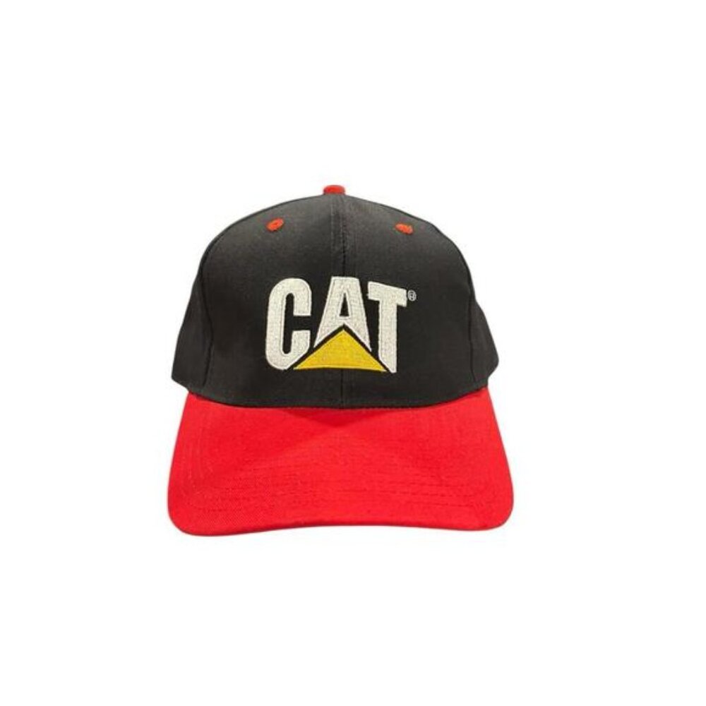 Cat Caterpillar Logo SnapBack Hat Cap Black With Red Bill
